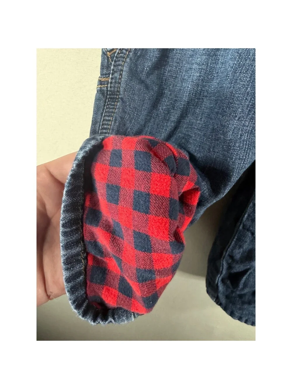 OshKosh Bgosh Kids 2T Flannel Lined Denim Overalls Vestbak Blue Plaid